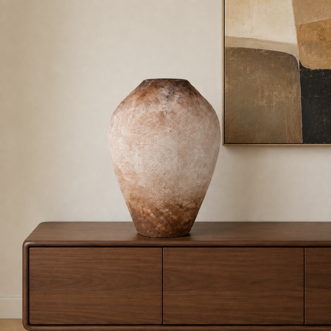 Mireo El Yapımı Dekoratif Terracotta Vazo - 40 cm