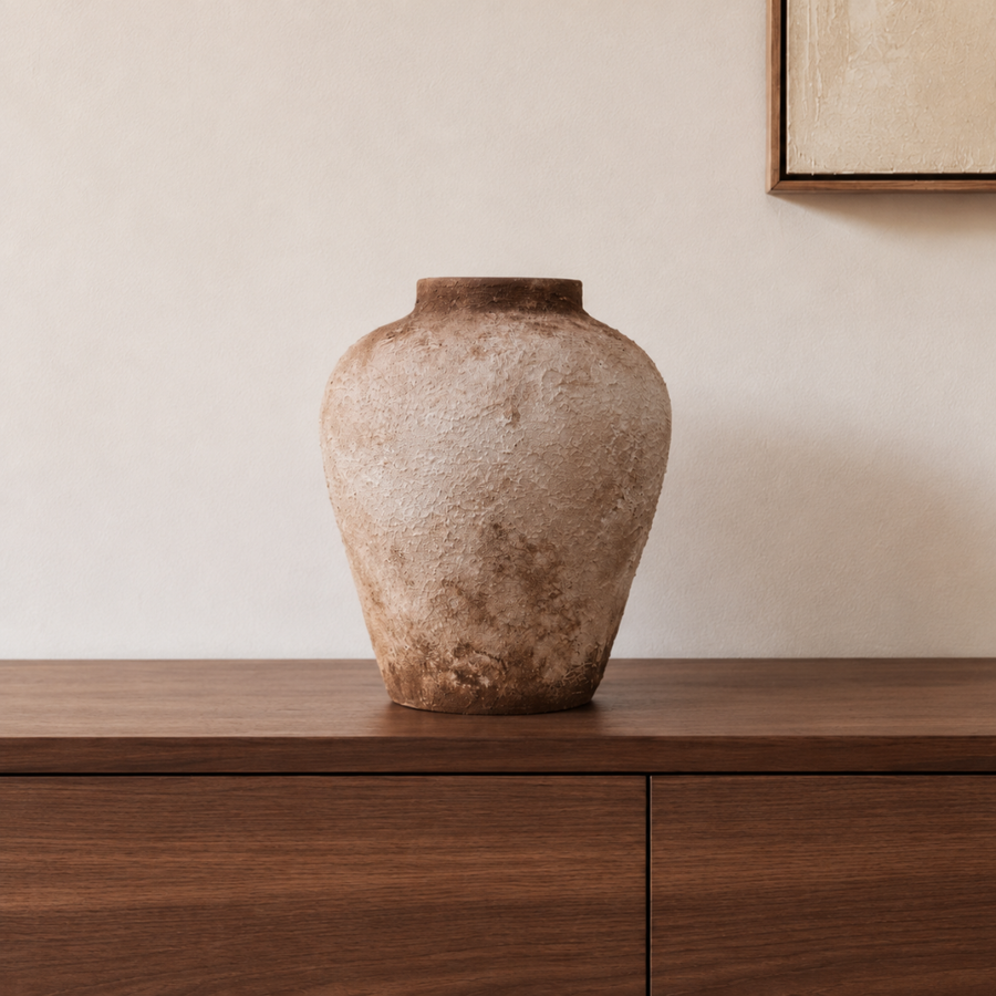 Tavon El Yapımı Dekoratif Terracotta Vazo - 27 cm