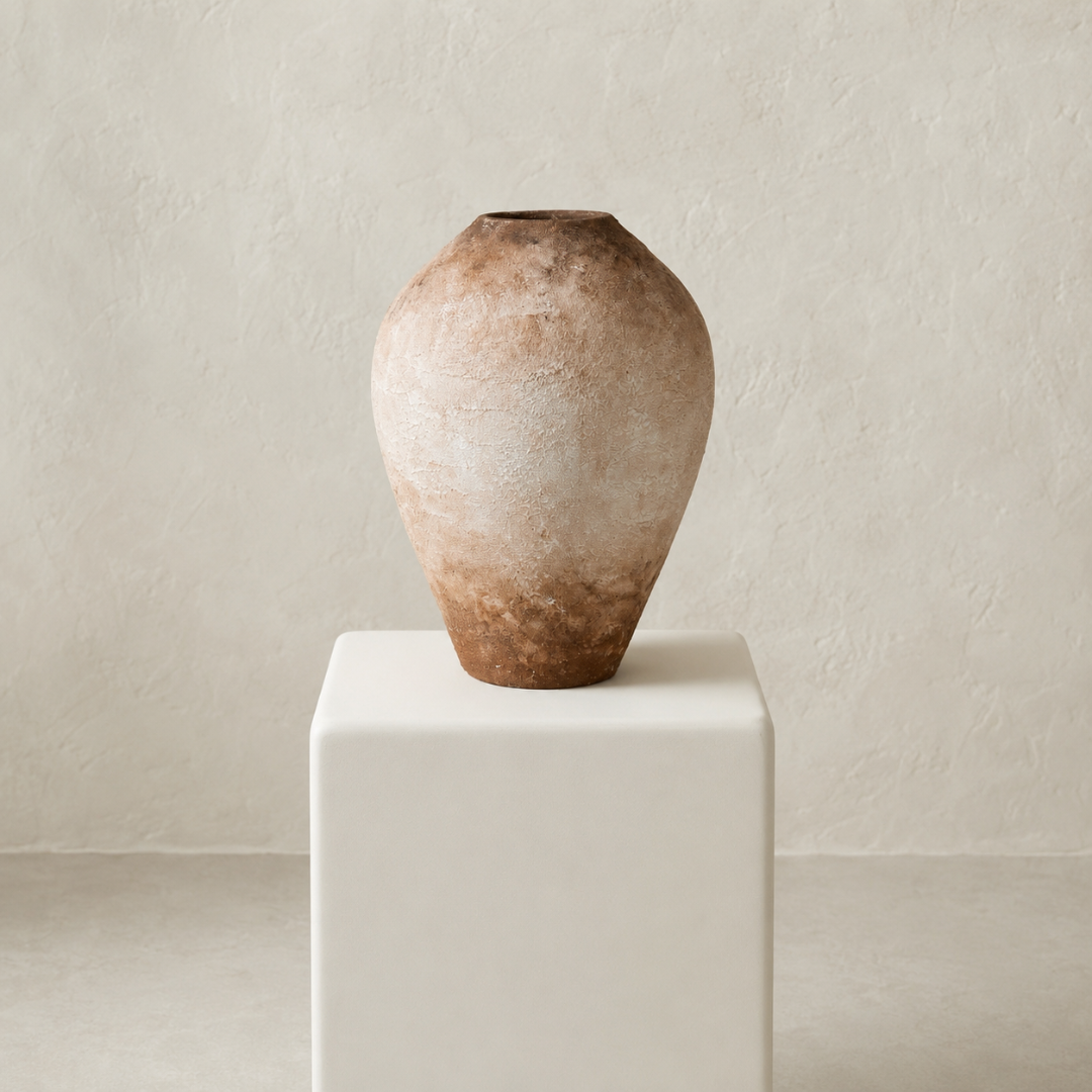 Mireo El Yapımı Dekoratif Terracotta Vazo - 40 cm