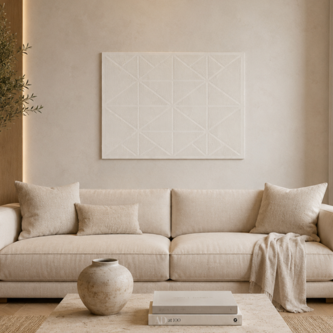 Elysia Modern Dokulu Tablo Krem 50×70 cm