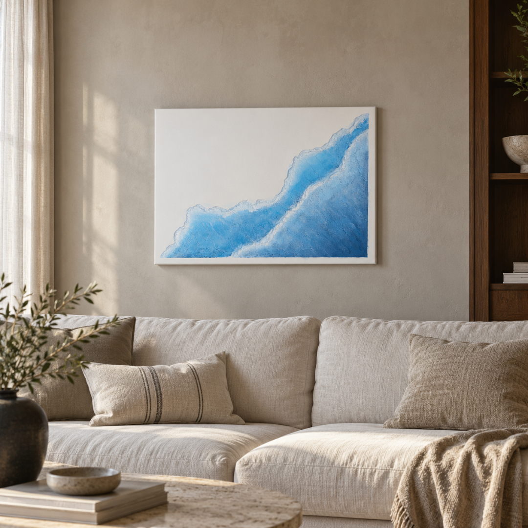 Marea Mavi Dalga Dokulu Tablo – 50 × 70 cm