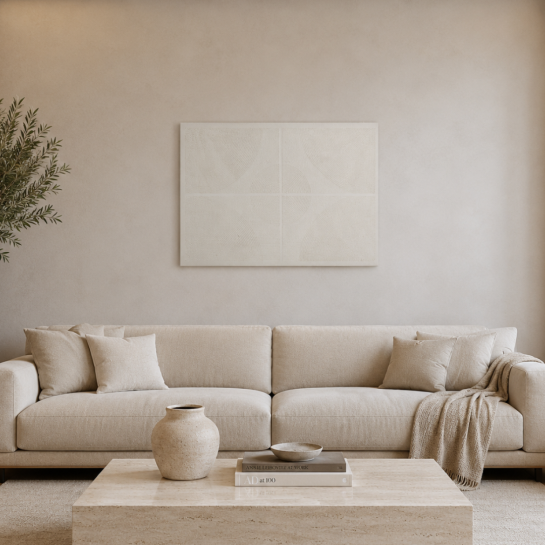 Mira Modern Dokulu Tablo Krem 50×70 cm