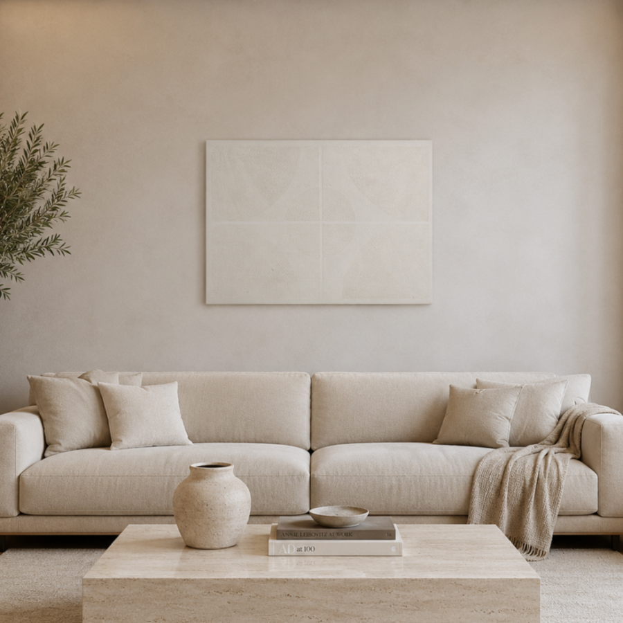 Mira Modern Dokulu Tablo Krem 50×70 cm