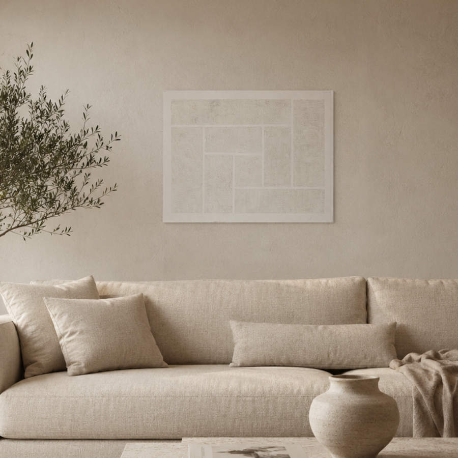 Luna Modern Dokulu Tablo Krem 50×70 cm