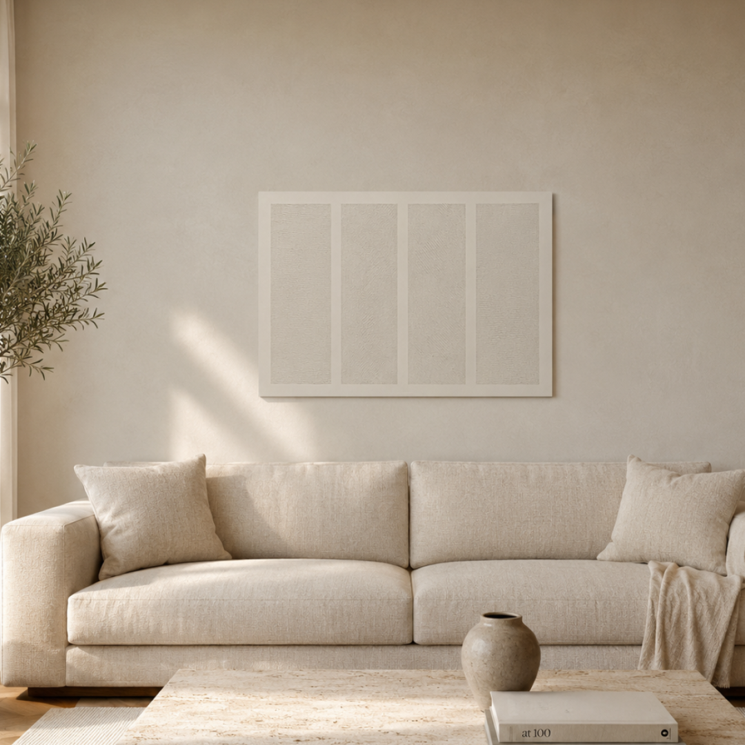 Linea Modern Dokulu Tablo Krem 50×70 cm