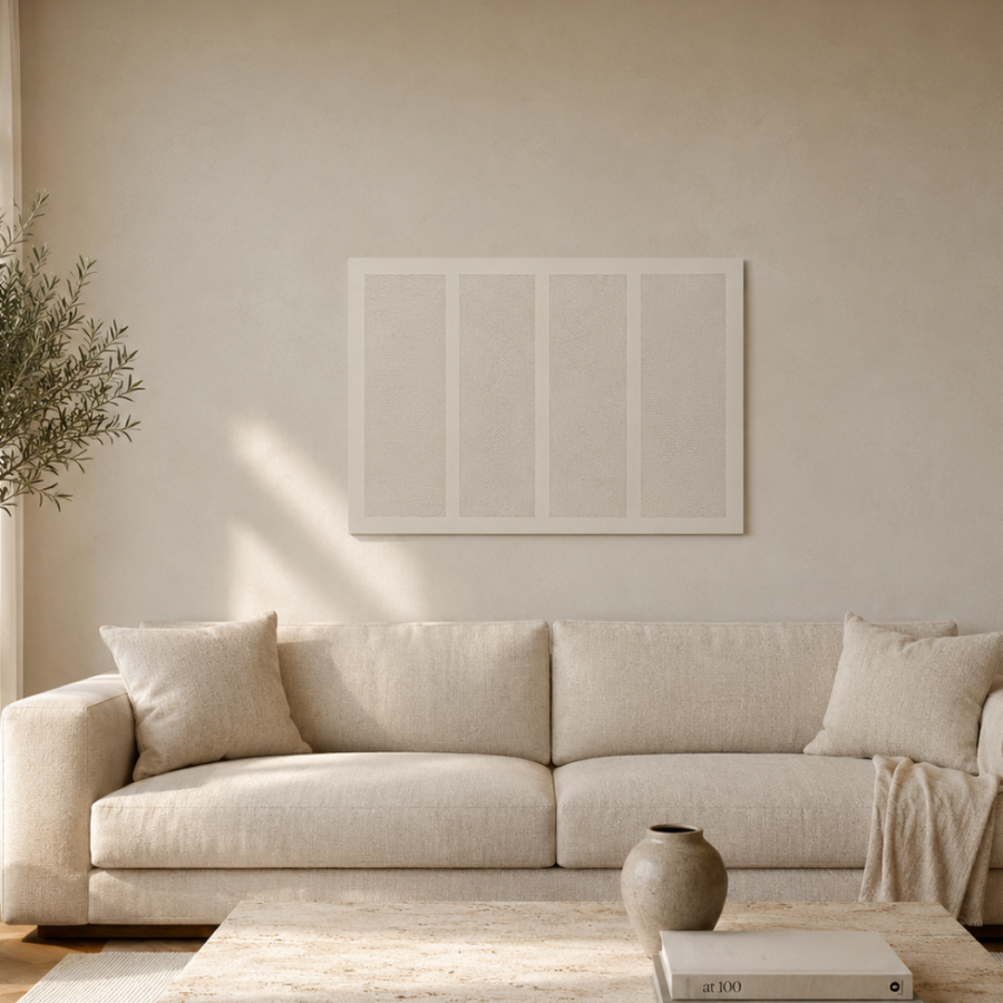 Linea Modern Dokulu Tablo Krem 50×70 cm