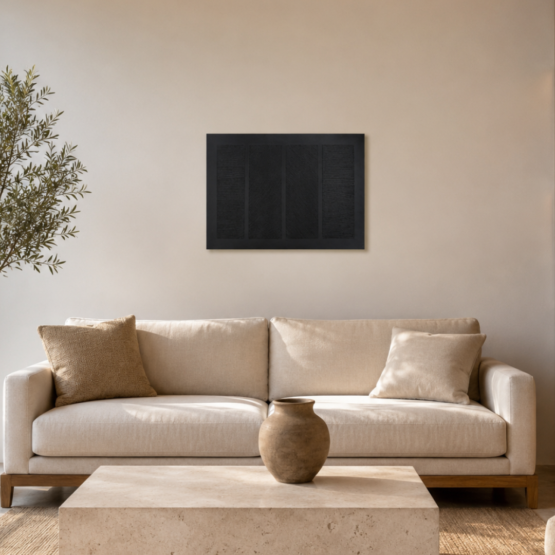 Linea Modern Dokulu Tablo Siyah 50×70 cm
